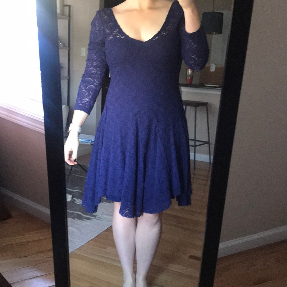Free people navy blue lace dress size medium M